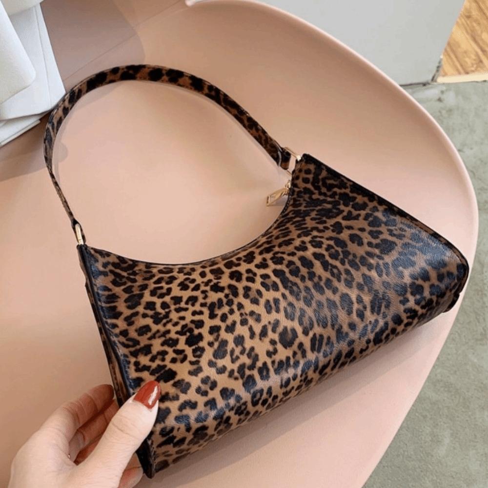 PU Leather Leopard Shoulder Bags Durable Cow Pattern Armpit Purse Fashion Underarm Handbags Work