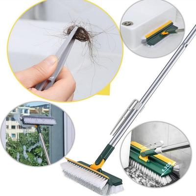Tile Magic Squeegee Cleaning Kitchen Bathroom Brush Floor Scrub Brush 3 In 1 Long Handle Removable Adjustable Wiper Tools