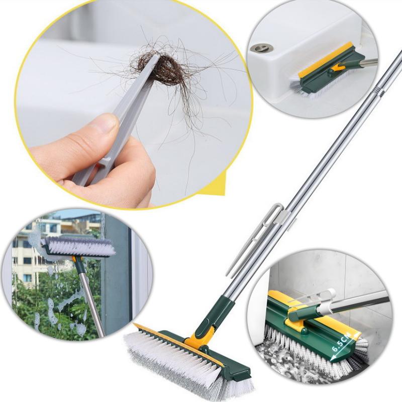 Floor Scrub Brush 3 In 1 Long Handle Removable Adjustable Wiper Broom Tools Tile Magic Squeegee Cleaning Kitchen Bathroom Brush