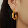 European & American Style Gold Plated J-Shaped Titanium Steel Earrings – Smooth, Versatile Studs for Women In Fashionable, Influencer-driven Design.