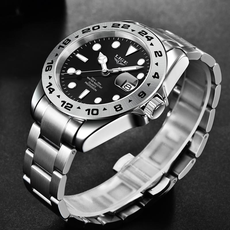Fashion Men Lige Simple Watches Sport Quartz Wristwatches Luxury Stainless Steel Clock Luminous Waterproof Watch