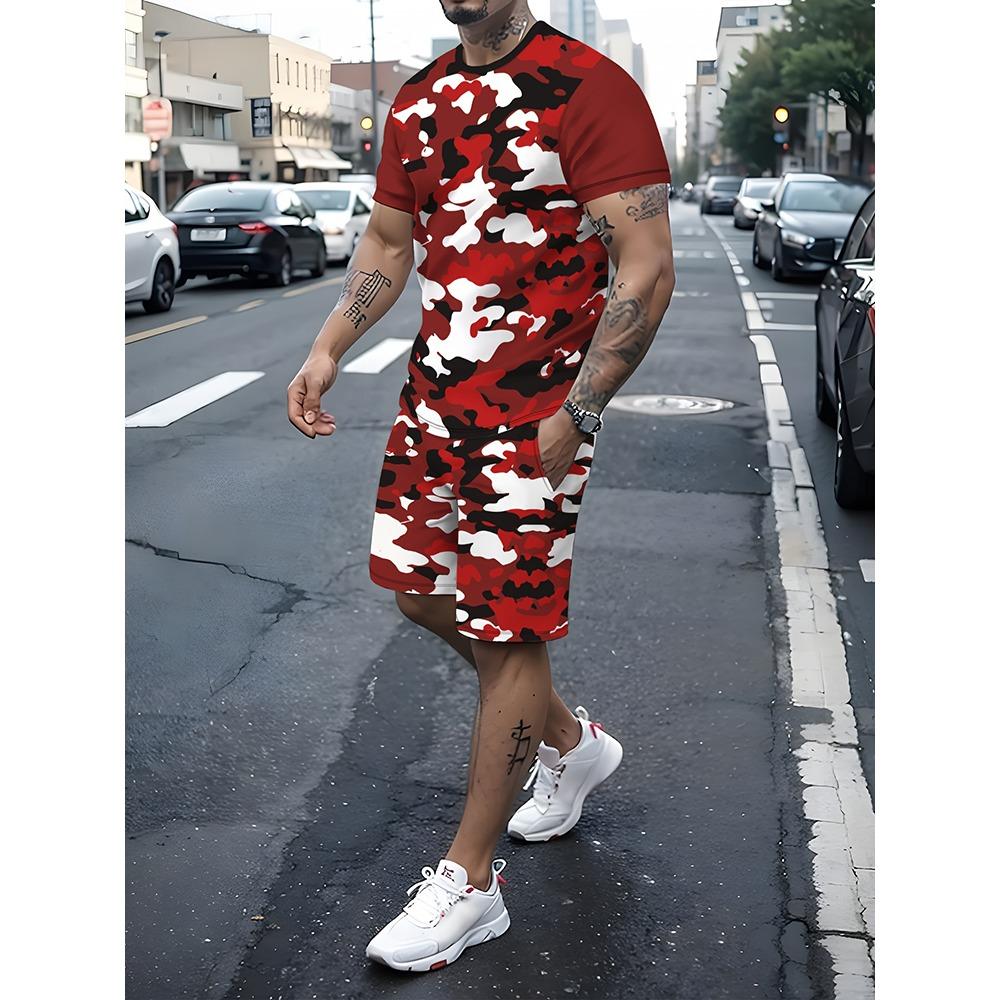 Summer Outdoor Street Fashion Men's T-shirts Everyday Casual Men's Athletic Shorts T-shirts And Shorts Men's Sets