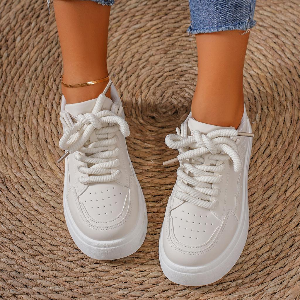 Fashion Sneakers Women's Breathable Platform Lace-up Sneakers Canvas Shoes Lace-up Black Running Tennis Vulcanized  Zapatos De Mujer