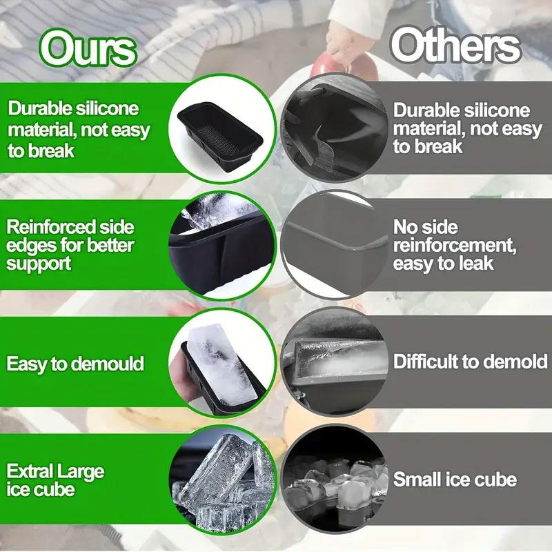 Extra velké formy na ledové kostky, 4ks Velké formy na výrobu ledových kostek Ledové cihly, opakovaně použitelný silikonový zásobník na velké kostky ledu