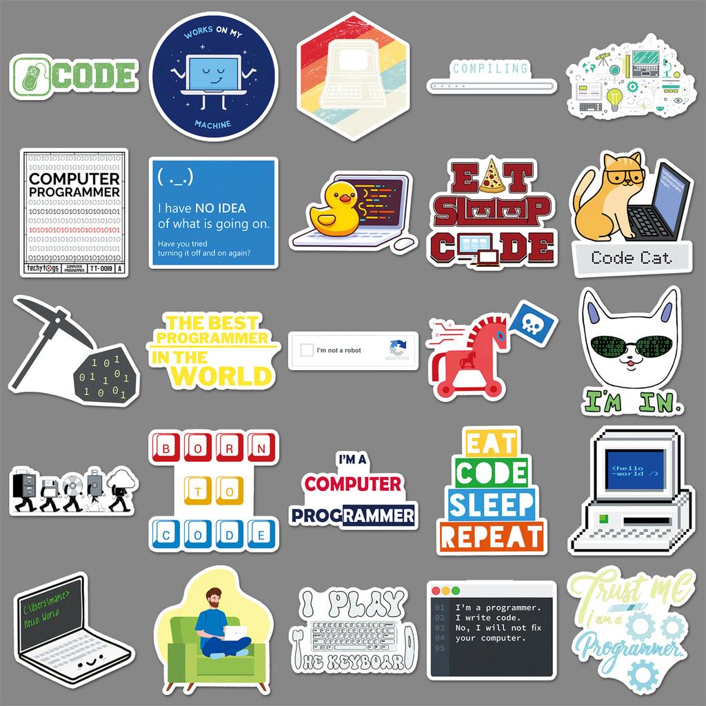 50 Programmer Graffiti Stickers Personalized Creative Coding Career Decorative Laptop Stickers