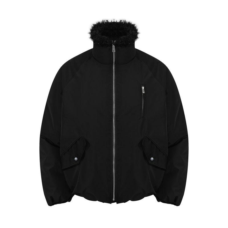 Kisko Winter American-Style Mountain Carving Fur Collar Warm Oversized Cotton Jacket for Men and Women, High-End Casual Coat, Couple's Trendy Style