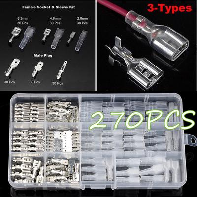 150 Kits Female Spade Wire Connector Insulated Cable Crimp Terminal Sleeve Box