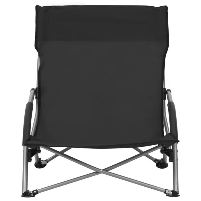 Foldable Beach Chairs - vidaXL - Black - Oxford Fabric and Steel - Optimal Comfort