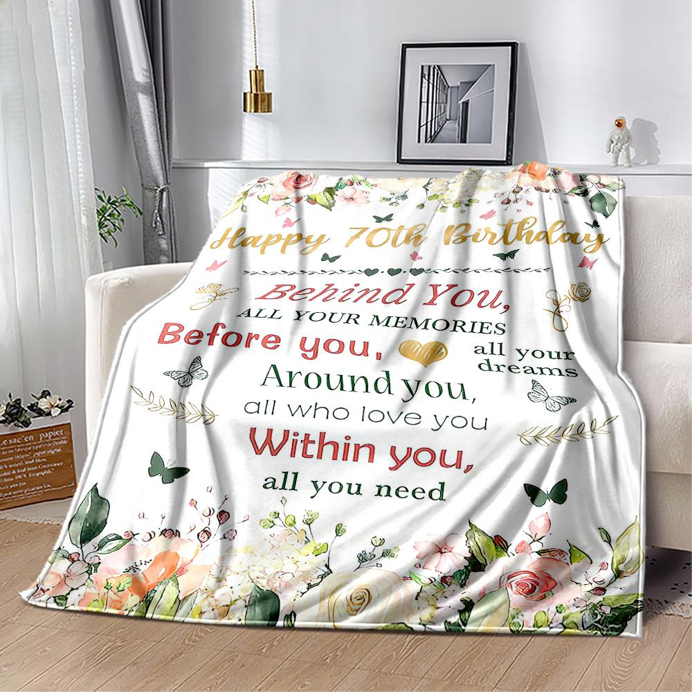 Happy 60th Birthday Sunflower flannel,Lightweight,Flannel Blanket,Comfortable Blanket, Sofa Blanket, Gift blankets,Holiday Gift Blanket Blankets