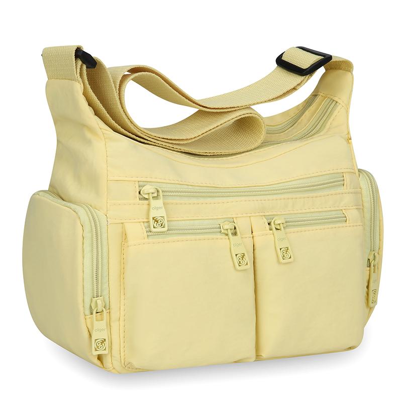 Wasserdichte Nylon-Crossbody-Tasche für Damen Mehrere Taschen Schulter-Handtasche mit Reißverschluss