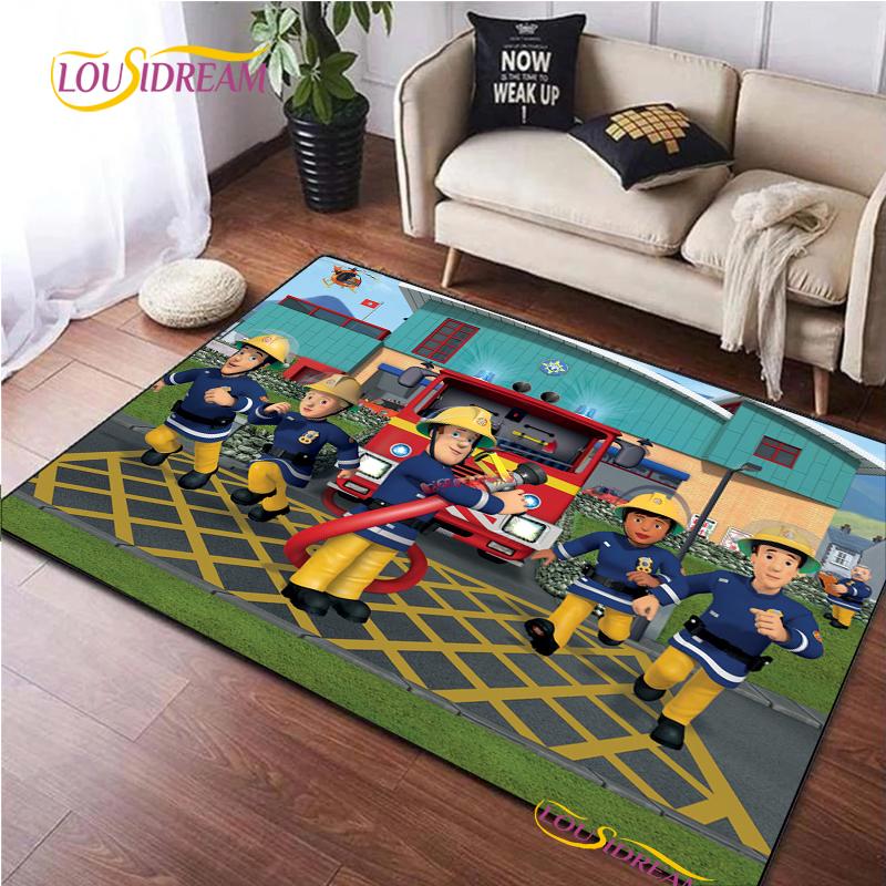 British Classic Animated Fireman Sam Carpet for Living Room Bedroom Area Rugs Kitchen Door Kids un-slip floor Mats birthday gift