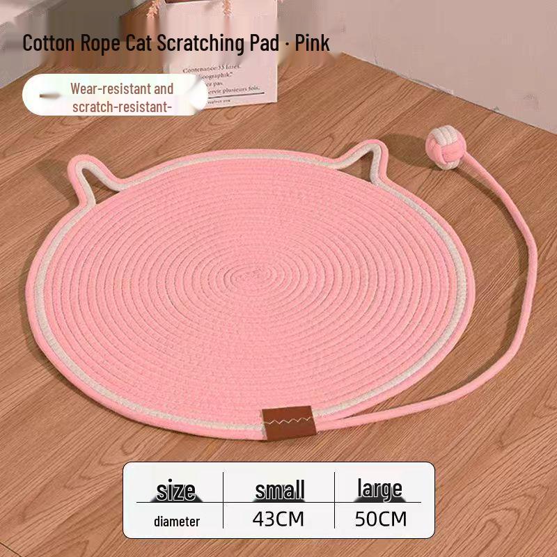 Wear-Resistant Woven Cat Scratching Mat with Self-Entertainment Ball, Cooling Mat, and Sleeping Area