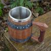 Beer Steins Stainless Steel Resin Drinking Cup Large Capacity Handmade Antique Men's Barrel Mug Beer Cup for Anniversaries