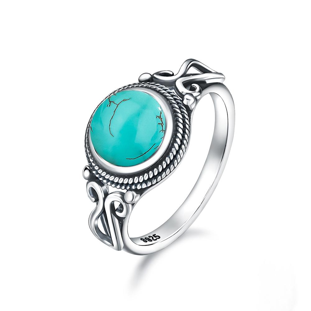 Pierścionek ze srebra sterlingowego z czarnym onykssem Vintage Prosty minimalistyczny styl Okrągły kształt Kamień naturalny Czarny pierścionek Biżuteria dla kobiet