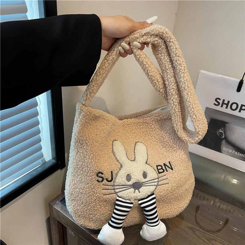 The New 2025 Large-capacity Cartoon Plush Bag Is A Trendy Crossbody Single-shoulder Bag for Girls