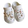 New hole shoes DIY decorative buckle three-leaf pearl flower love letter brand removable pearl chain accessories