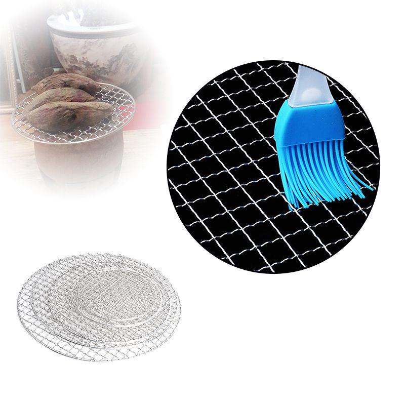 Stainless Barbecue Steel Bbq Grill Roast Mesh Nonstick Round Shape Pan Baking