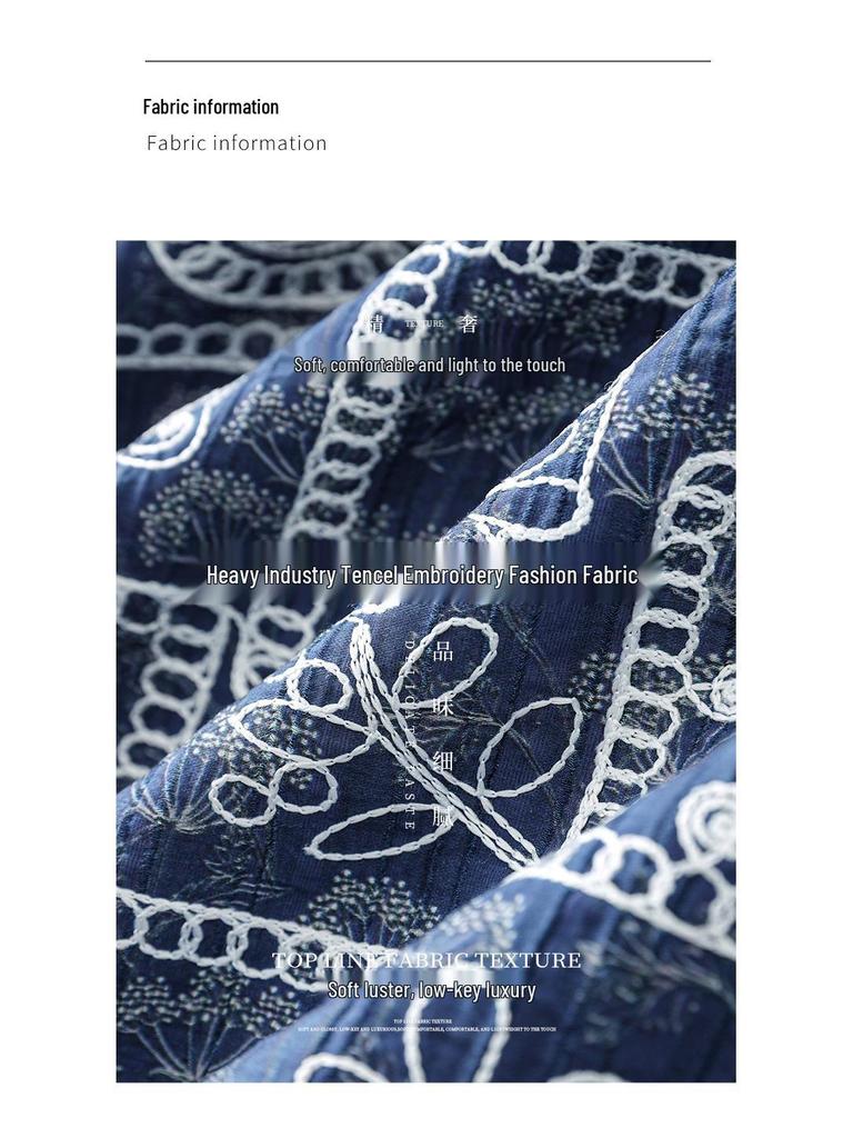 High-End Exquisite Crew Neck Embroidered Lace-Up Summer Dress