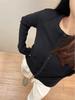 Women's Ribbed Jacquard Knit Cardigan with Long Sleeves and Round Neck