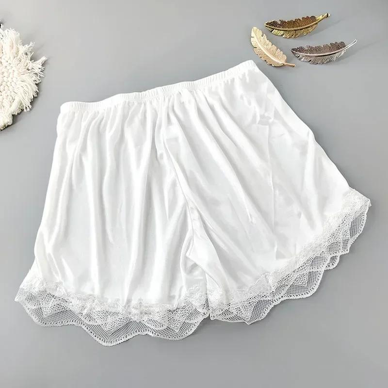 Pantalones Cortos de Seda para Dormir para Mujer Ropa Interior Fresca Cómoda Verano Pantalones Cortos para Dormir Simples Hogar Seguridad Corto