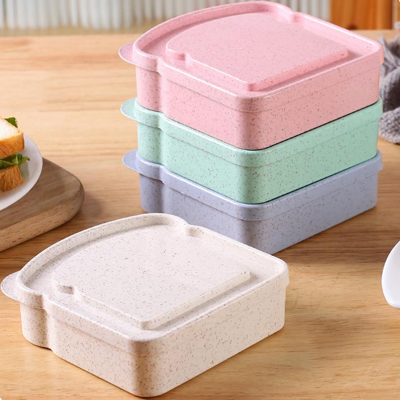 1/4PCS Sandwich Containers Lunch Box Toast Storage Box With Lid Eco-Friendly Lunch Food Container Microwavable Picnic Student