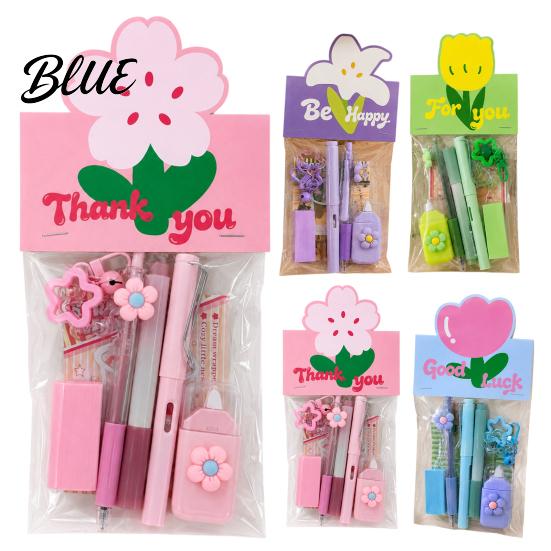 Practical Stationery Kits Flower Set Macaron Color Correction Tape And Smooth Shaped Writing Gel Pens Portable Homework Essentials for Students