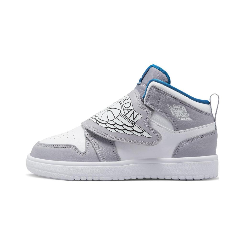 New Jordan Air Jordan 1 Mid Top Children's Basketball Shoes Gray Blue Children Aged 3 7 Years Old BQ7197-014