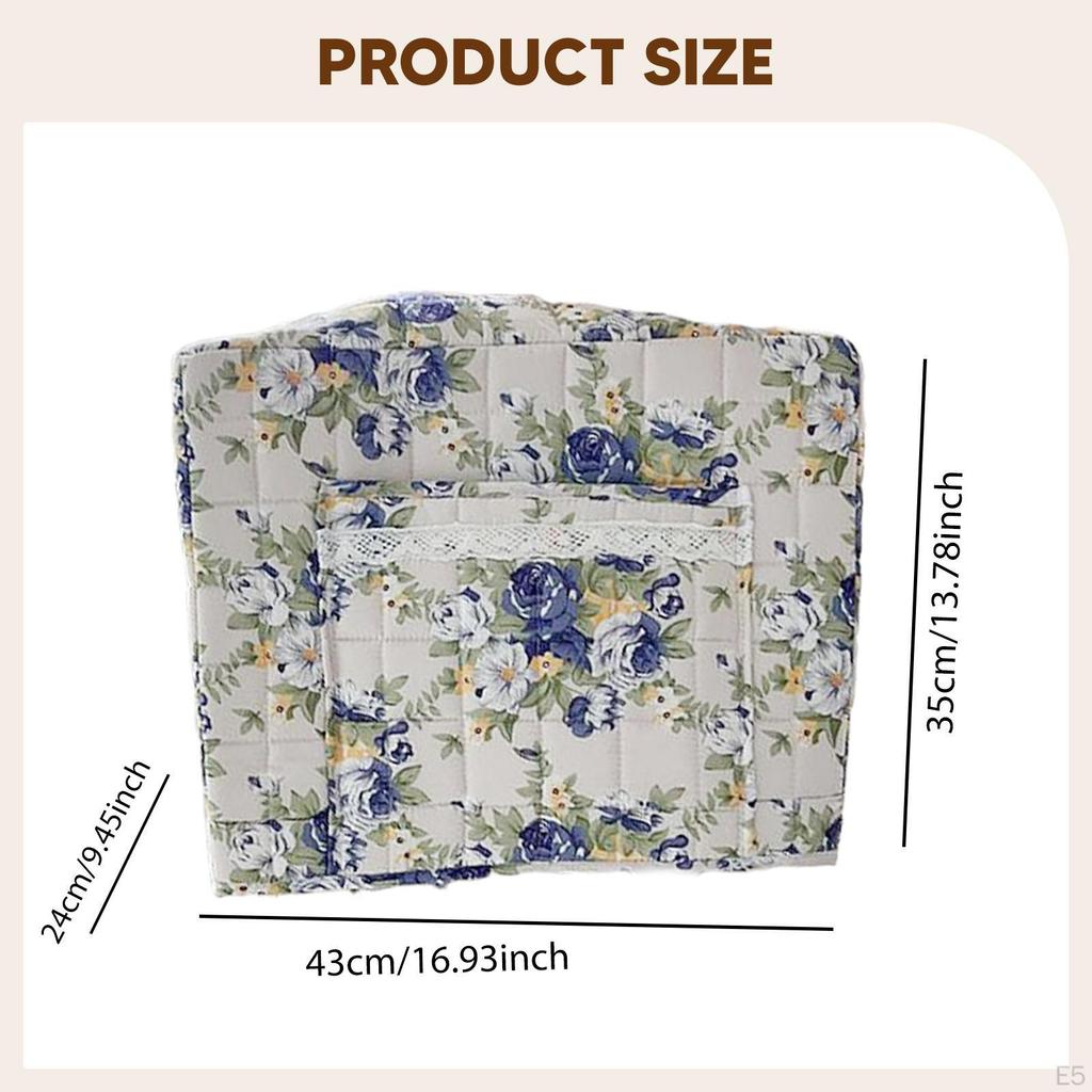 Cover for Sewing Machine, Elegant Tool Storage Bag with Floral Print And Pocket.