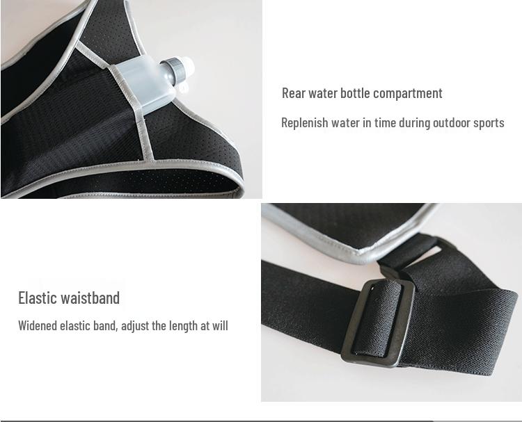 Reflektierende Outdoor-Sportweste mit Handy- und Wasserflaschen-Brusttasche zum Laufen, Radfahren und Bergsteigen
