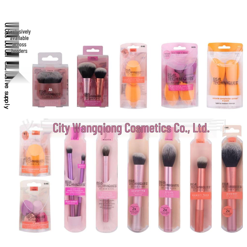 American RT Series 1997 Makeup Brush & Sponge Set: Includes Blush, Blending, Eyeshadow Brushes & Beauty Sponge, Exclusive for Foreign Trade.