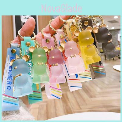 Creative Resin Transparent Crystal Palm Bear Keychain Cute Gift For Couples And Backpack Decoration