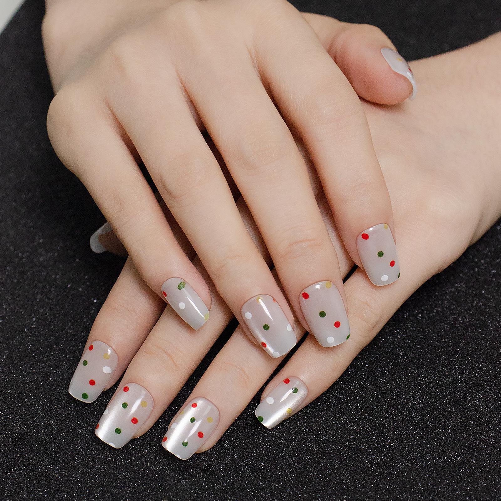 

30 Iridescent Polka Dot Cat Eye Press-On Nails