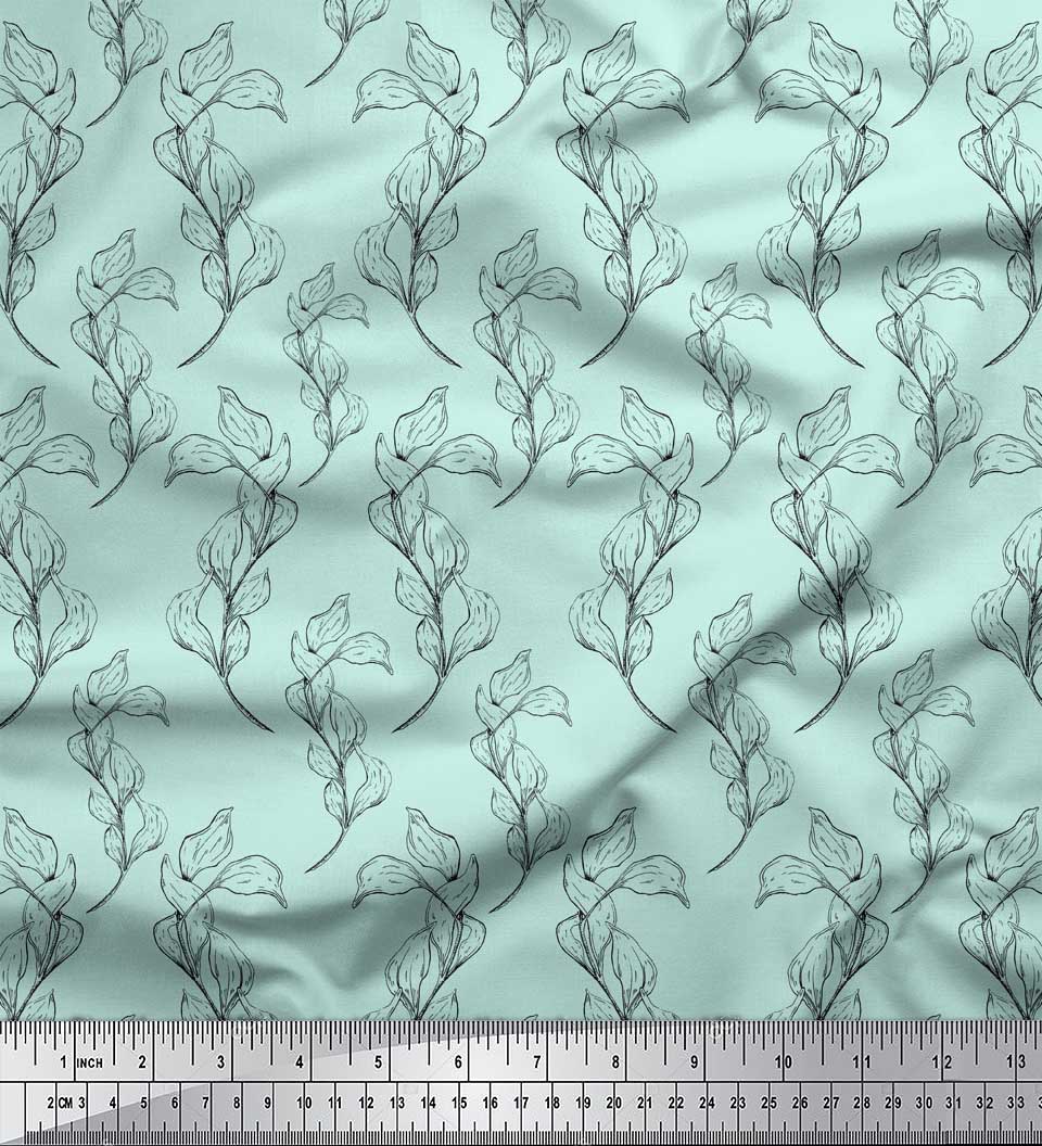 

Soimoi Purple Poly Crepe Fabric Pear Leaves Decor Fabric Printed metre 42 Inch 42 Inch Wide - Poly Crepe зелений