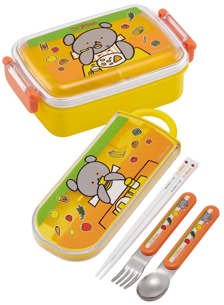 Skater Antibacterial Trio and Fork Bear Made In Children's Set Chopsticks, Spoon, (Little Design), Japan, TACC2AG-A