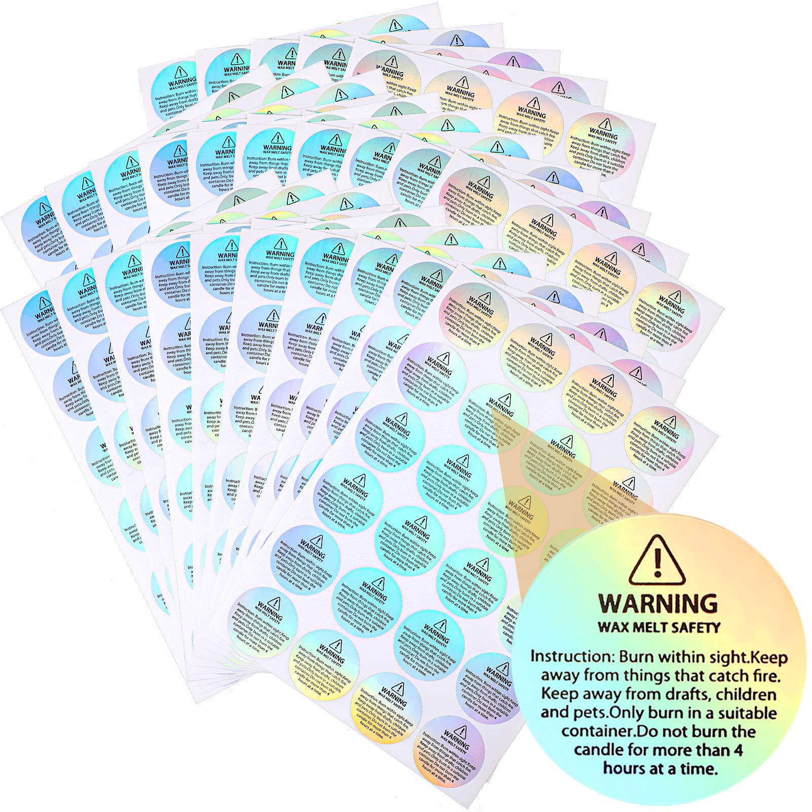 

120/240/480PCS 30mm Candle Warning Label Candle Can Container Colorful Fluorescent Stickers Convenient Candle Safety Label 5 sheets
