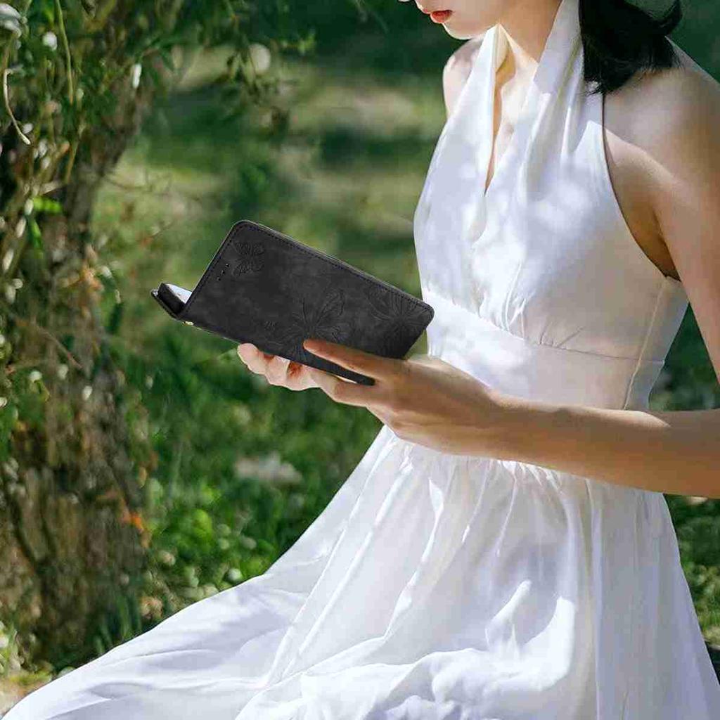 Für Samsung Serie.Galaxy A12 A15 A17 A26 S20 S21 S22 S23 S24 S25... Geldbörsenhülle aus Kunstleder mit Schmetterlingsdesign, Kartenfächern und stoßfestem Schutz