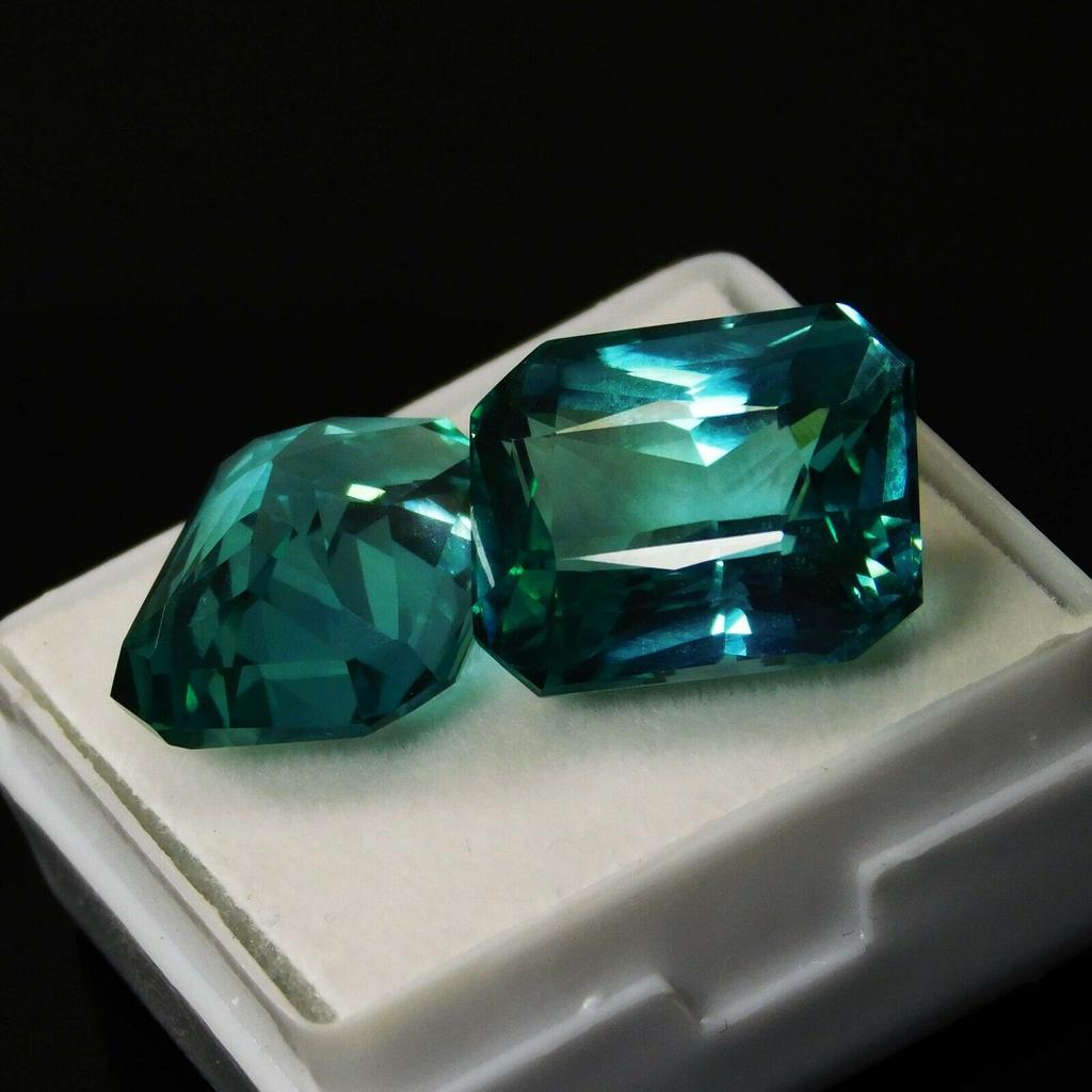 20.10 Ct Natural Grandidierite Loose Gemstone CERTIFIED Green Emerald Cut Pair A-72111h0