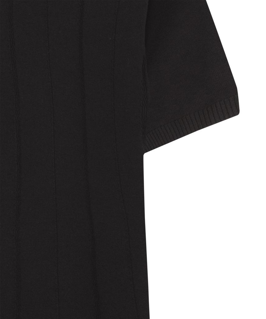 IRONYPORNO WHITELINE 86-Iro354 Multi-Stripe Snap Collar Short Sleeve Knit Black