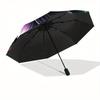1pc Automatic Umbrella with Lotus Flower Design - Automatic Open/Close, 8-Rib Sturdy Frame, Compact Travel Umbrella for Women/