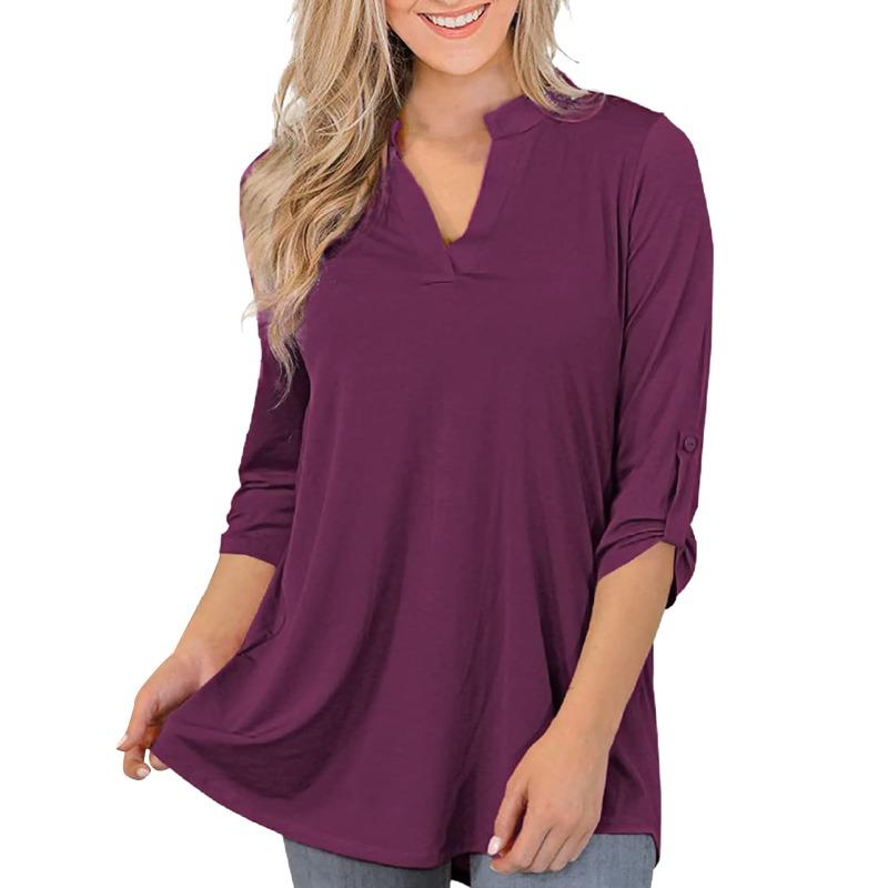 YYFS Women's Fashion Casual Summer Spring 1/2 Sleeves V-Neck Blouses & Shirts