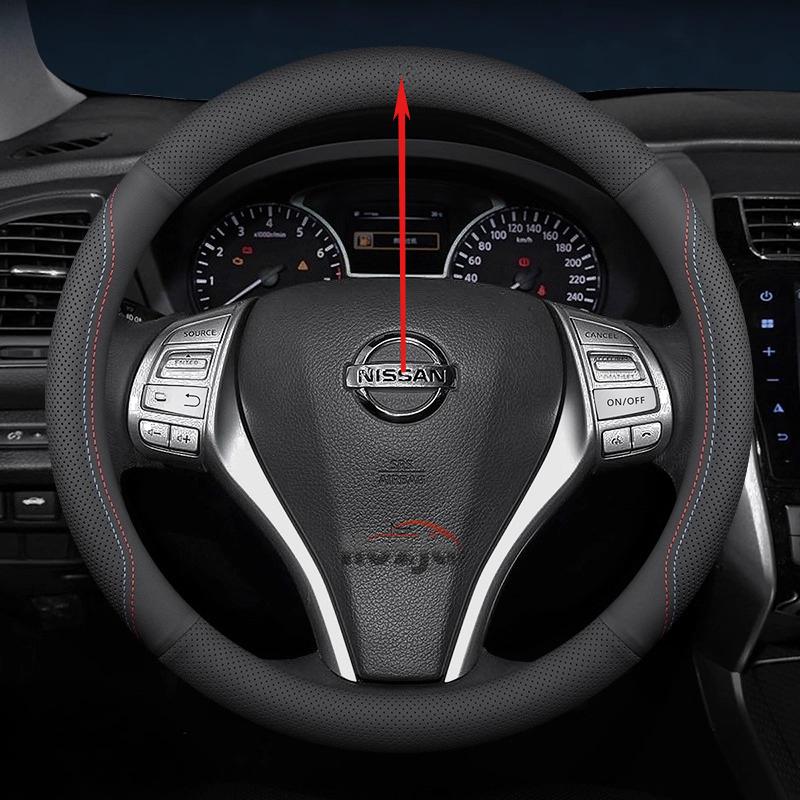 Leather Car Steering Wheel Cover for Nissan Patrol Tiida NP300 Frontier NV200 Navara Accessories