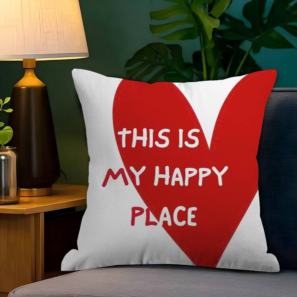 This Is My Happy Place Heart Quote Ins Pillowcase Toon Gift Cushion Cover Bedroom Home Sofa Chair Seat Decor Pillow Case