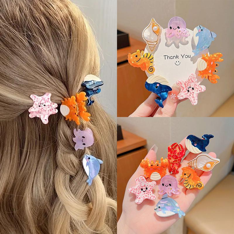 Creative Marine Organism Hairpins Interesting Cute Cartoon Small Hair Clip Starfish Jellyfish Mini Hair Accessories