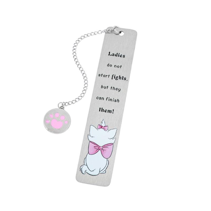 

Kitten Bookmarks Double Sided Engraved Metal Bookmarks Portable Reading Aid with Chain Charm for Book Lover Student