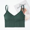 Wirefree Camisole Cropped Tank Top Women Seamless V Neck Removable Yoga Fitness Sport Underwear