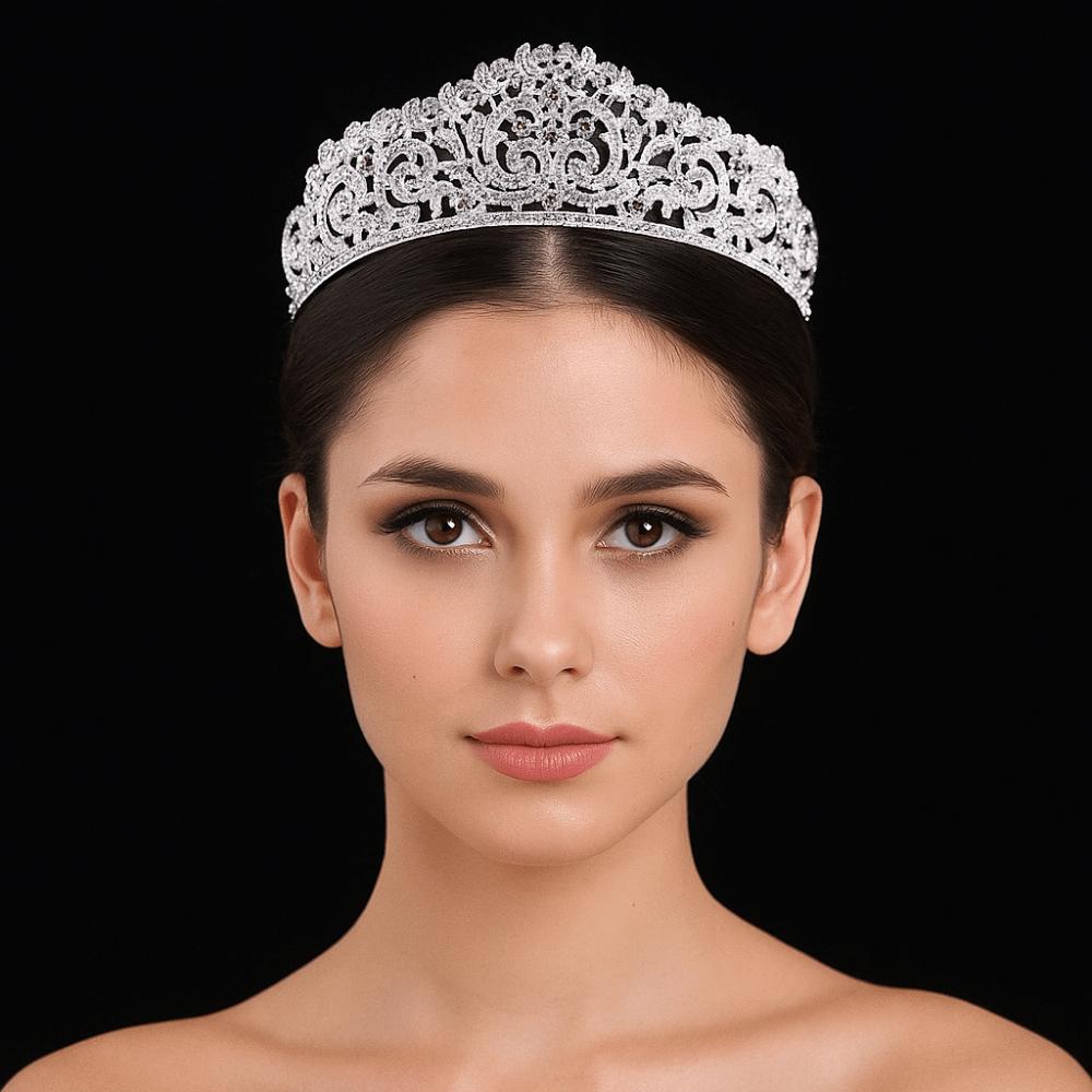 Shiny Rhinestone Tiara Baroque Crown Hair Accessory Exquisite Princess Crown  Women