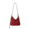 Vintage Suede Leather Single Shoulder Bag 2025 New Style Elegant Light Luxury Crossbody Bag Niche Design Versatile Bucket Bag