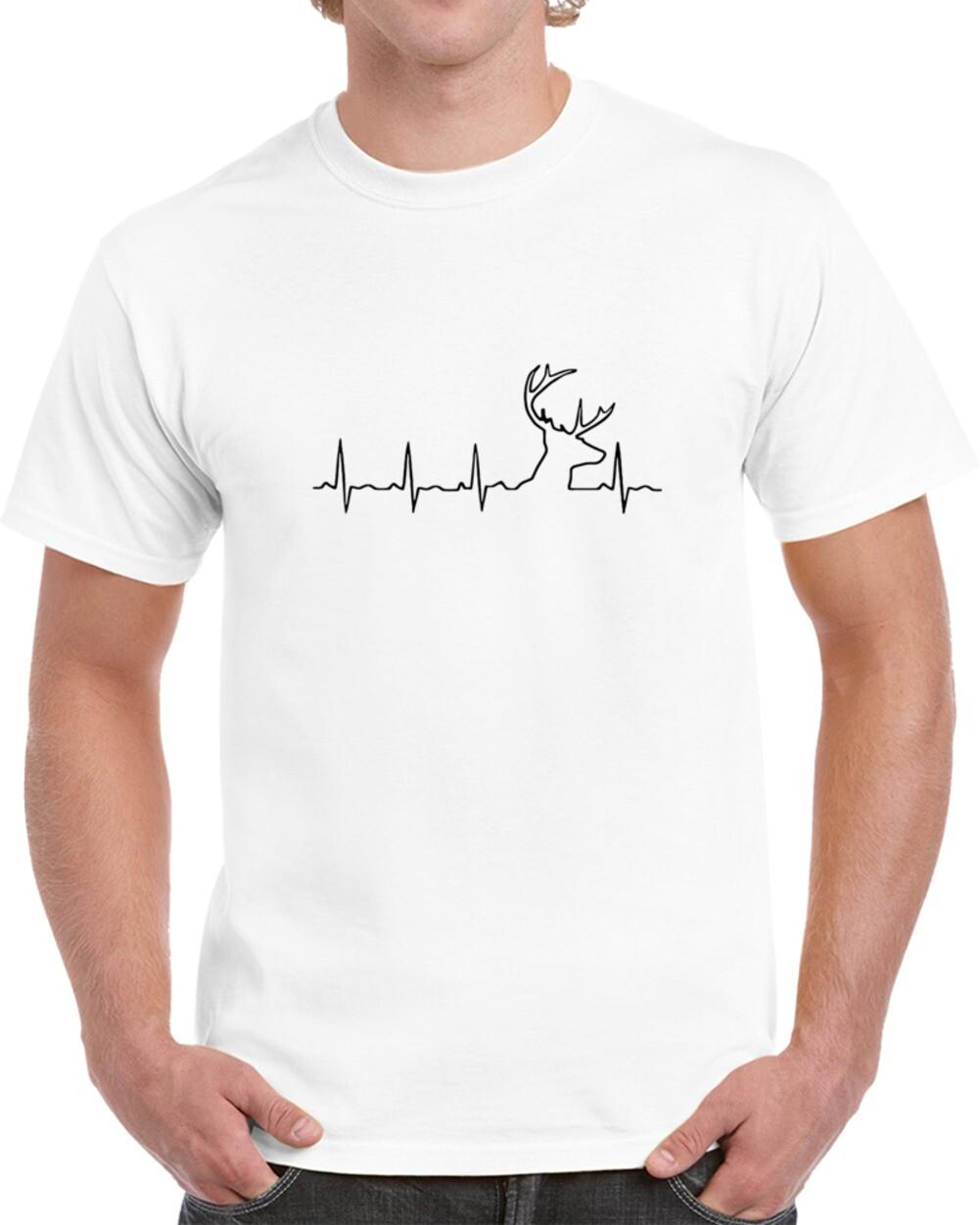 Hunting Heartbeat Deer Hunt T Shirt Outdoor Sports Buck Hunter Gift Tee TShirt XXL