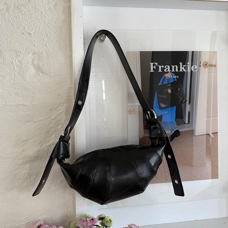 New bag retro niche croissant cowhide dumpling bag fashion one shoulder crossbody baguette women's bag