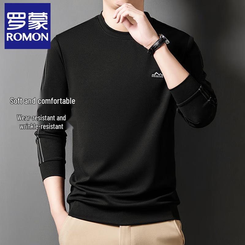 ROMON Men's Round Neck Long Sleeve Casual Top